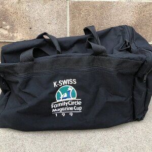 Vintage K-SWISS Family Circle Magazine Cup 199 Duffle Weekender Bag Black Retro